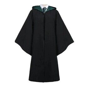 Slytherin Black with Green Lining Hooded Wizard Robe Cape Adult XXL Halloween